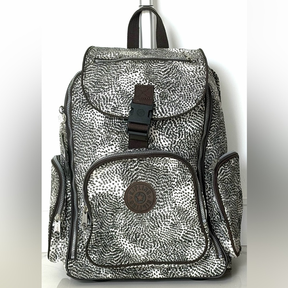 Kipling Wheeled Backpack Carry-On Roller Safari Print NWT w/ Monkey